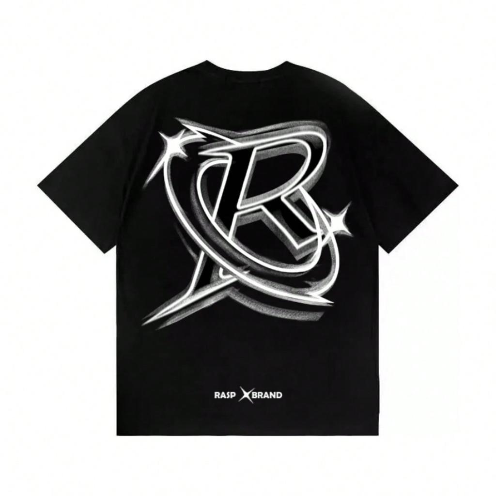 Spiral R Word Printing Short-Sleeved T-Shirt And Street Summer Loose Couple Tops American Half Sleeve