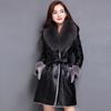 Winter Warm Artificial Leather Women Fleece Long Coat Women's Clothing