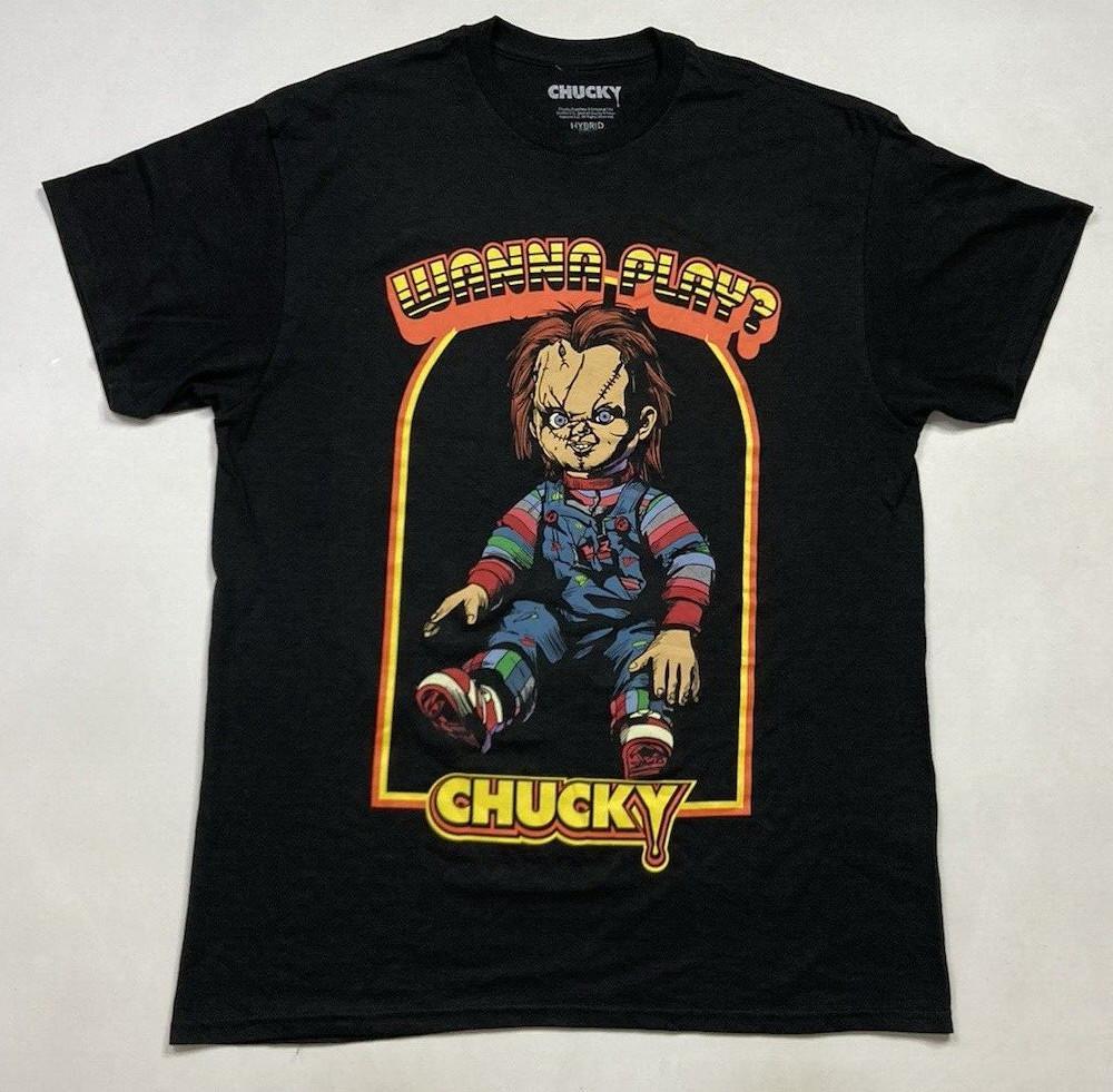 Chucky Wanna Play Movie Graphic T-shirt Men Large Black Short Sleeve M