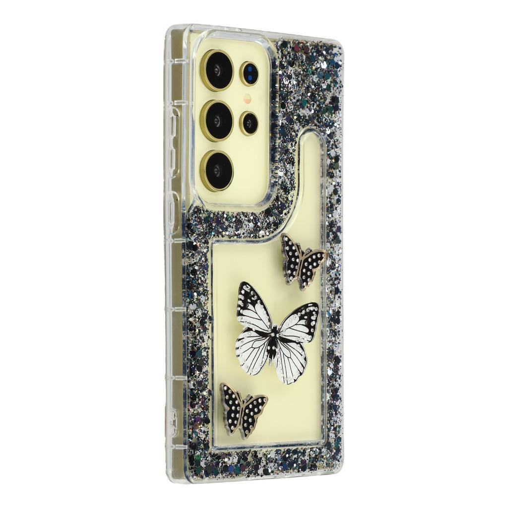 For Samsung Galaxy S23 Ultra Case DIY Butterfly Glitter Epoxy Soft TPU Phone Back Cover