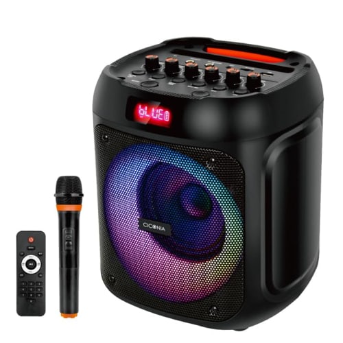 CICONIA CDR-050D LED Active Speaker, Bluetooth, LED Light, Indoor/Outdoor Music Playback, Portable Speaker, TWS, AUX-IN, Loudspeaker, PA Set