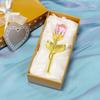 Faux Crystal Rose Flower Gift with Metal Stem Clear Flower Figurine with Gift Box