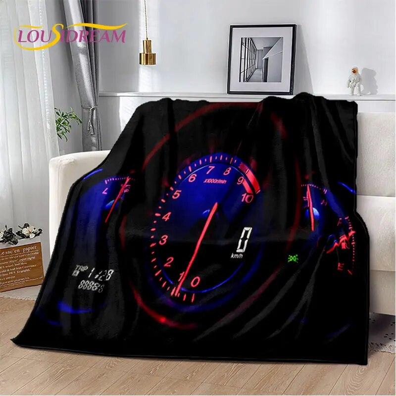 3D-Rennwagen-Armaturenbrett, weiche Plüsch-Steppdecke, Flanelldecke, Überwurfdecke für Wohnzimmer, Schlafzimmer, Bett, Sofa, Picknick-Abdeckung