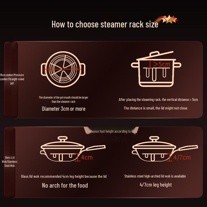 304 Stainless Steel Steaming Rack - Insulated Separator for Household Steamed Dishes with High & Low Feet Configuration.