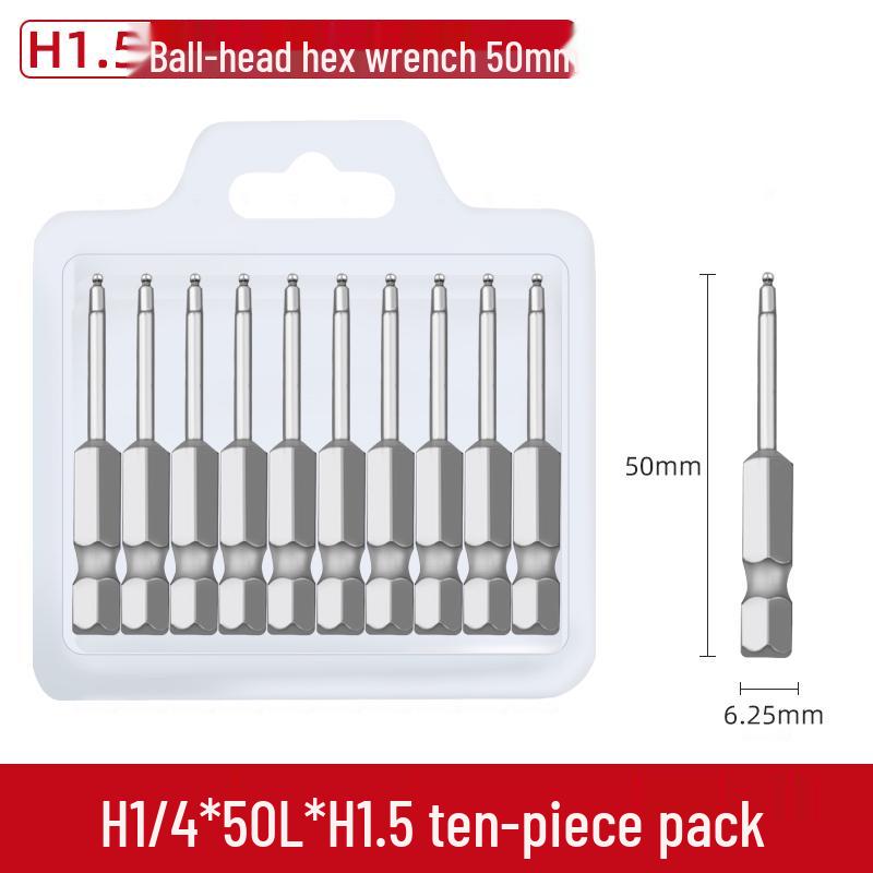 Short Magnetic Ball-Head Hex Socket Driver Bits for Electric and Pneumatic Screwdrivers