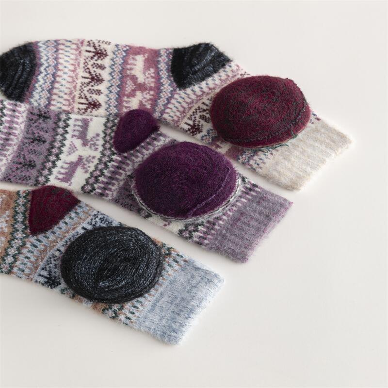 Women Vintage Faux Wool Thick Knitted Socks Winter Warmth Thermal Crew Socks for Everyday Use Cold Season Christmas Gift