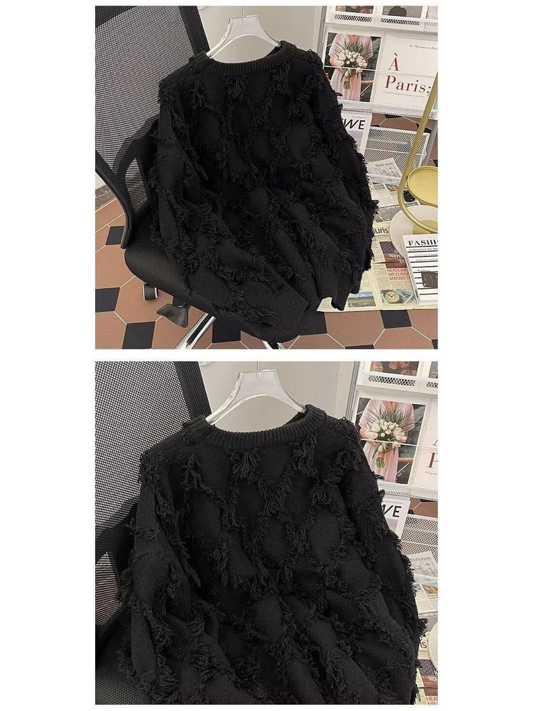 2024 Women's Solid Color Tassel Sweater - Loose, Soft Knit for Autumn/Winter