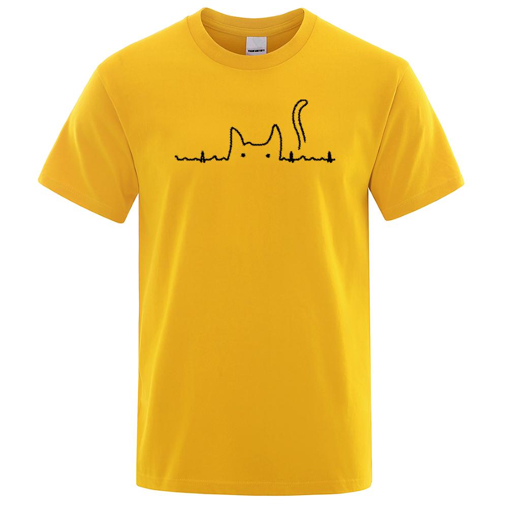 Casual Mens T Shirts Cat Cute Pritned Summer Cotton O-Neck T-shirt for Men Short Sleeve Top Tee Shirt Funny Streetwear T-shirts