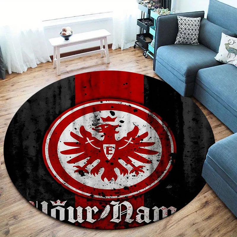 Eintracht Frankfurt Custom Name Round Area Rug,Carpet Rug for Living Room Bedroom Sofa Playroom Decor,Non-slip Floor Mat