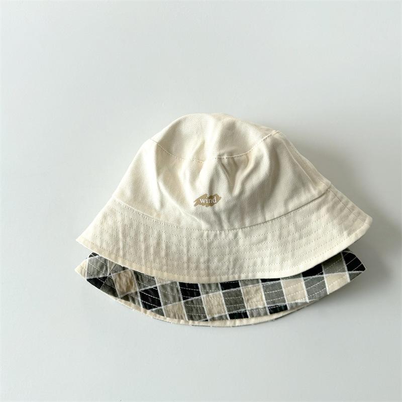 

Kids Bucket Hat 50-52cm Girls Sun Hats UPF 50 UV Protection Boys Plaid Reversible Double Sided Cap Children Outdoor Travel Caps 50-52cm