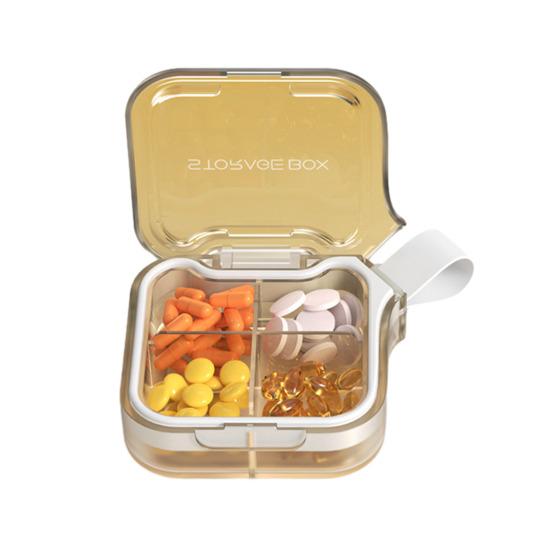 

Pill Box Easy to Carry Pills Organizer with Handles And Leak-Proof Compartments Holder for Travel Gym Work S жовтий