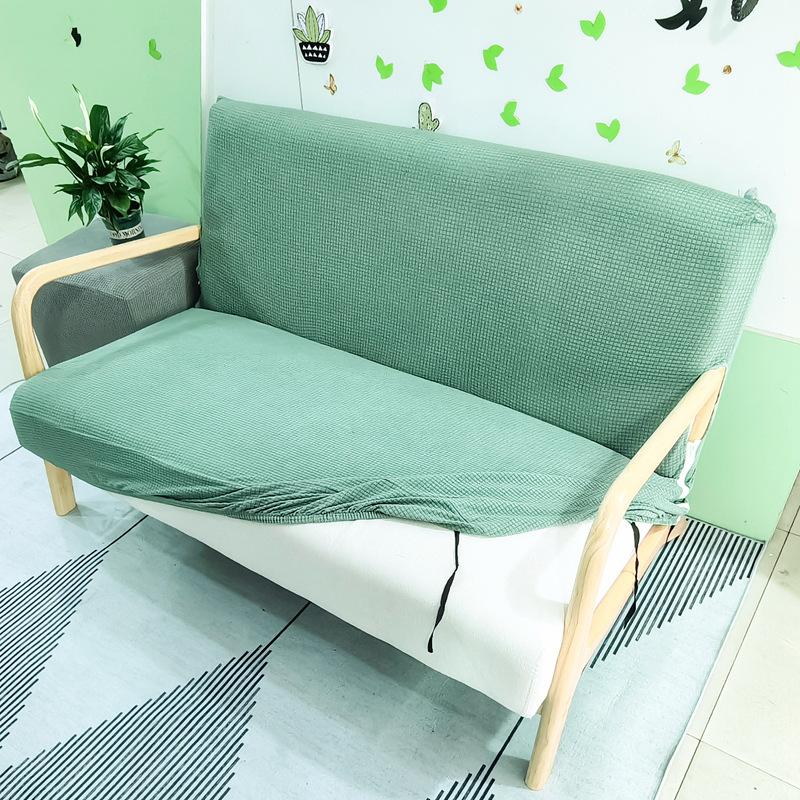 Stretch Futon Slipcover Solid Wood Sofa Cover Furniture Protector Without Armrests Slipcover Soft with Elastic Bottom for Kids, Spandex Jacquard