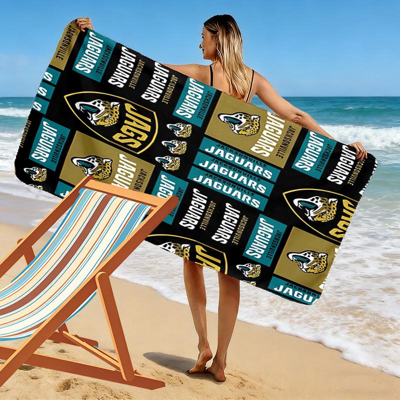 Jacksonville Jaguars Print Beach Towel, Large Soft Quick Dry Towel for Beach Camping Swimming