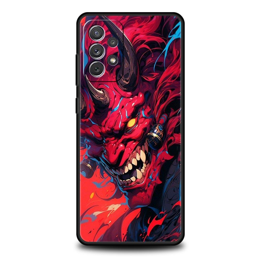 Japan Samurai Oni Mask Phone Case For Samsung Galaxy A17 A07 A55 A35 A25 A15 A05 A33 A31 A23 A21s A13 A41 A73 A53 A51 A71 Cover