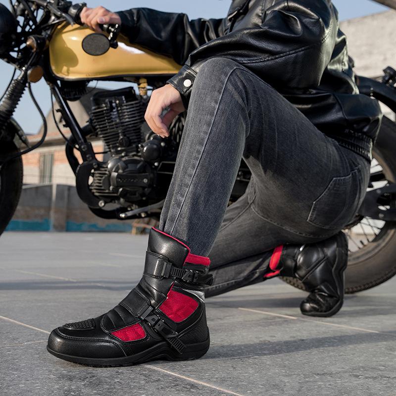 Genuine Leather Motorcycle Shoes Riding Male Riders All Season Off-road Boots Racing Travel