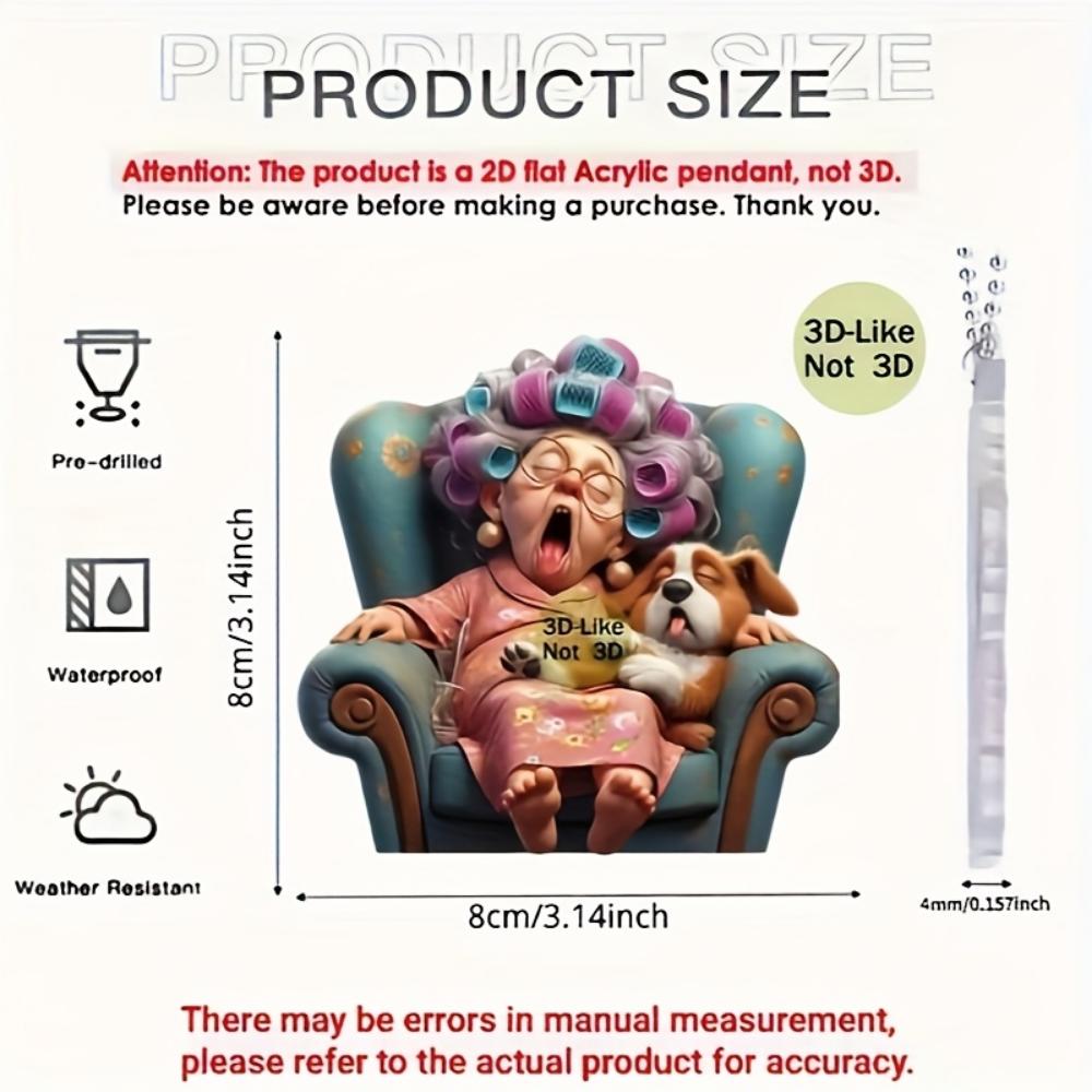 6PCS Acrylic Granny Pendants,Christmas Tree and Pendant Home Window Decor Holiday Souvenirs,  Christmas Tree Pendants Perfect for Car Mirror Pendants