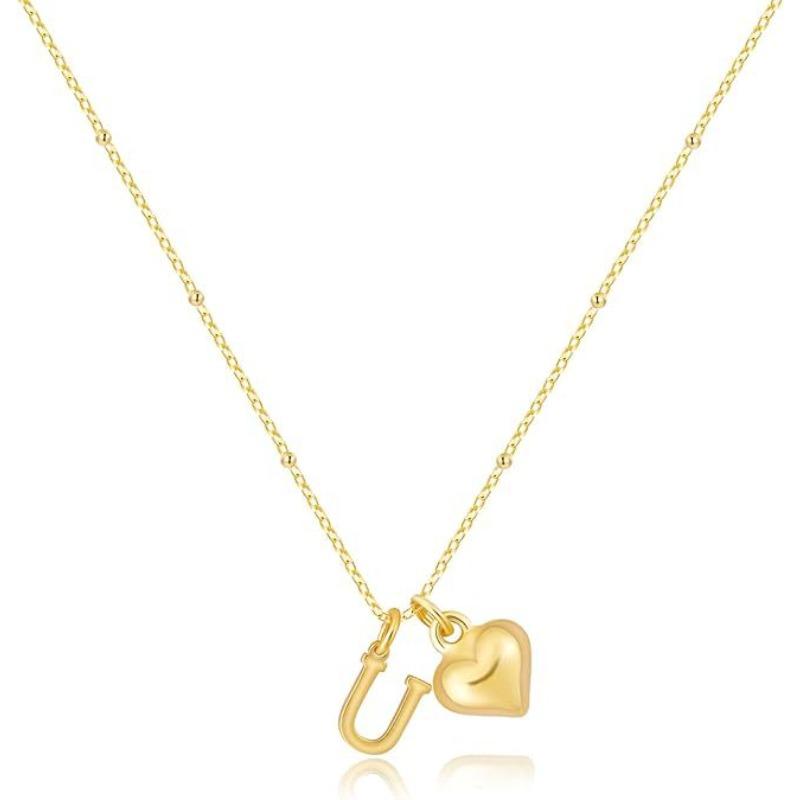 Fashion Luxurious Style 26 Letter Heart Necklace - Gold Plated - Simple and Versatile Women's Necklace