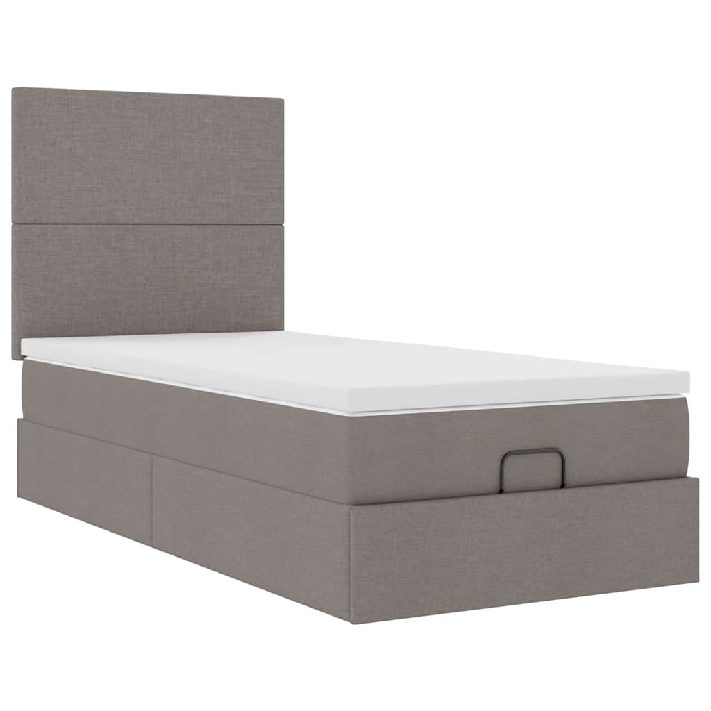 Vidaxl Rama Łóżka Otomana Z Materacem, Taupe, 90X200 Cm, Tkanina