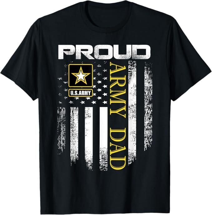 Vintage Hrdý Táta od Armády s Americkou Vlajkou Dárkové Tričko