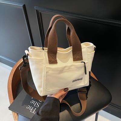 Stylish and Simple Solid Color Bag Female Niche College Student Shoulder Messenger Bag Large-capacity Literary Women's Bag