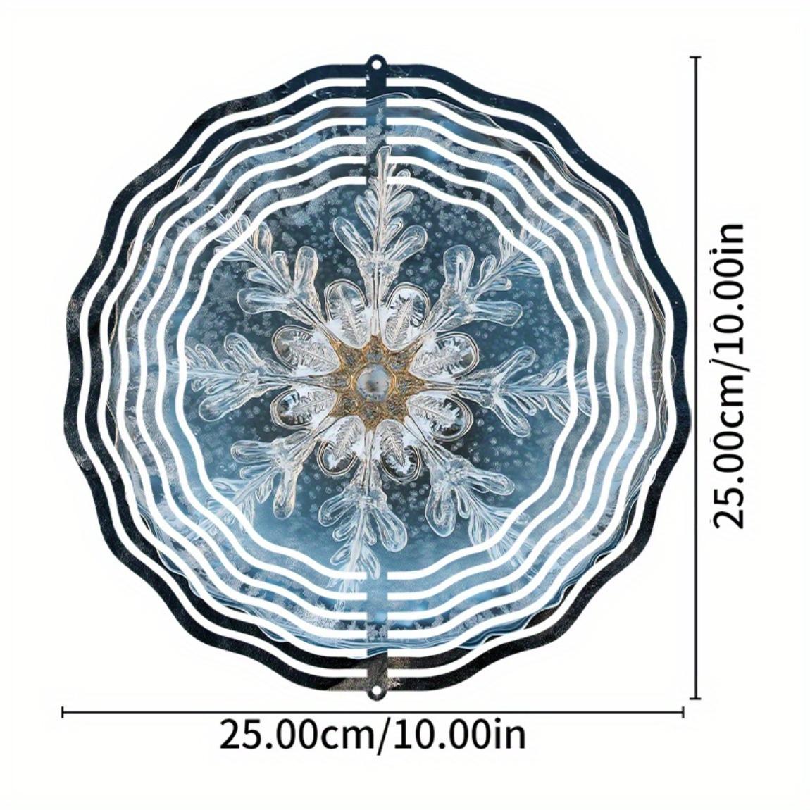 

10-дюймовый ветряк-снежинка для декора сада и патио с дизайном из матового стекла, вращающийся на 360° крюк, всесезонное уличное металлическое искусство, подарок «Зимняя сказка» 01A