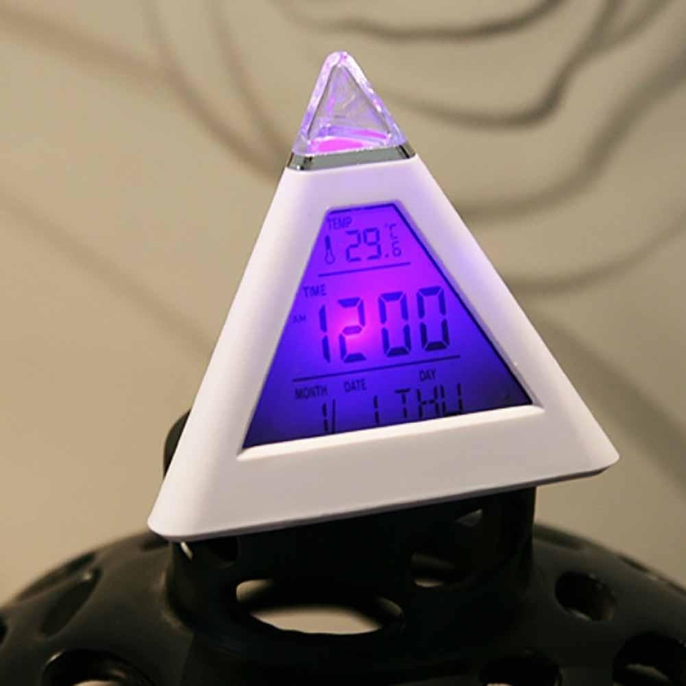 LED Decor 7 Change Color Alarm Clock Mute Electronic Clock Office Desk Clock