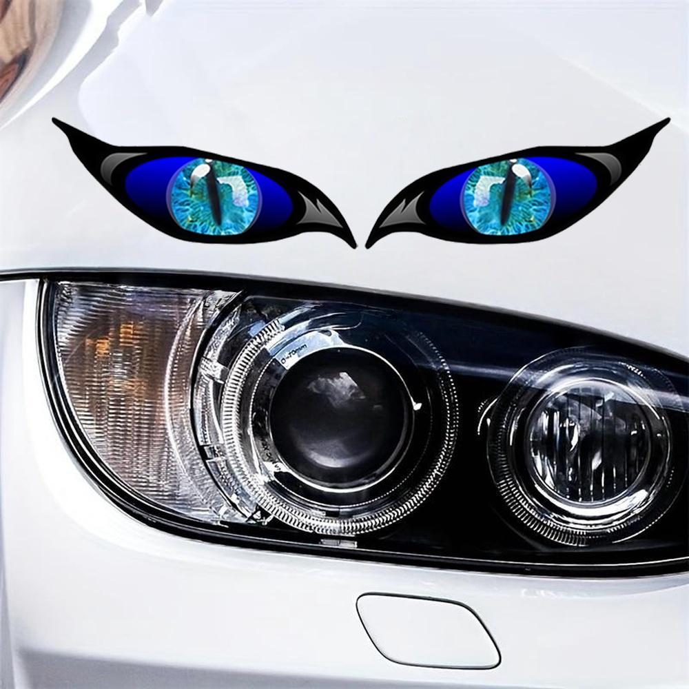 Car Sticker 3D Glossy Blue Dragon Eye Car Sticker - For Rearview Side Mirror, Eye-catching Mythical Creature Eye Decal