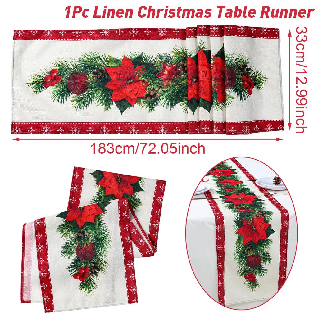 Christmas Linen Table Runner Merry Christmas Decoration For Home 2025 Navidad Noel Kerst Xmas Ornament Happy New Year Gifts 2025