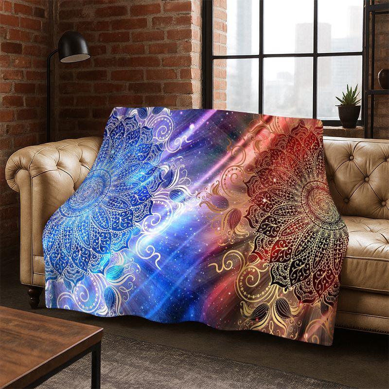 Bohemia Mandala Magic Flower Yoga Flannel Blanket Soft Warm Throw Blanket for Bedroom Living Room Bed Travel Camping Picnic Gift
