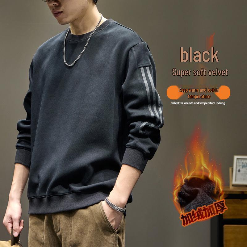 Men's Trendy Striped Crewneck Sweatshirt - Autumn 2025 Casual Heavyweight Long Sleeve Top
