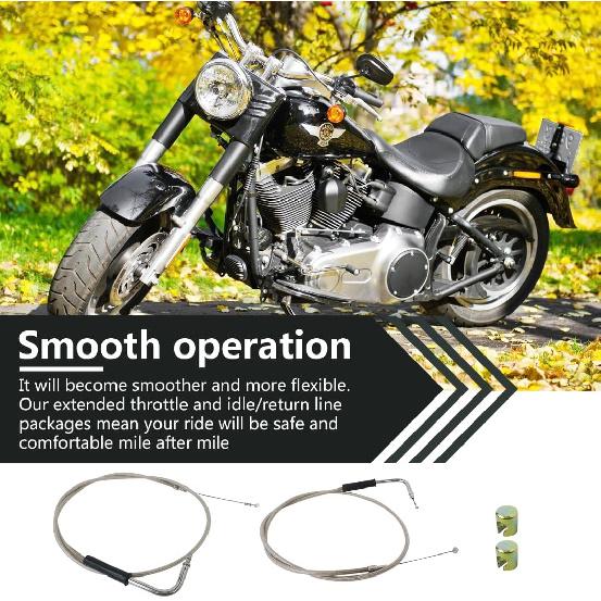 New Stainless Steel Throttle and Idle Cable Set 56579-02A Kit Fit for Harley-Davidson Sportster 1200 Custom XL1200C 2002 2003 2004 2005 2006 2007
