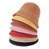 Handmade Crochet Floppy Top Summer Hats Collapsible Dome Bucket Hat Hollow Out Solid Color Beach Caps Simplicity Soft Women Hat