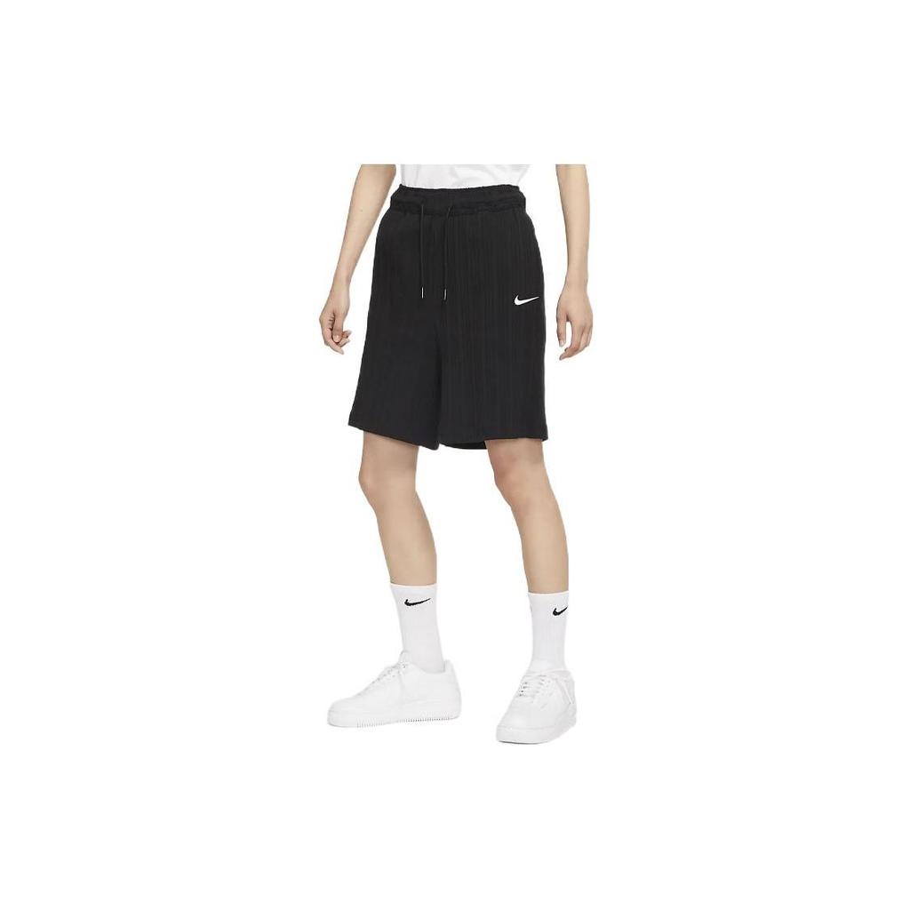 Nike Logo Print Ribbed Loose Fit Five-Point Shorts Women shorts Black DM6402-010