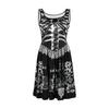 Skeleton Skull Printed Adult Women Sleeveless Dress for Halloween Cosplay Costume Carnival Party Dress Up Outfit