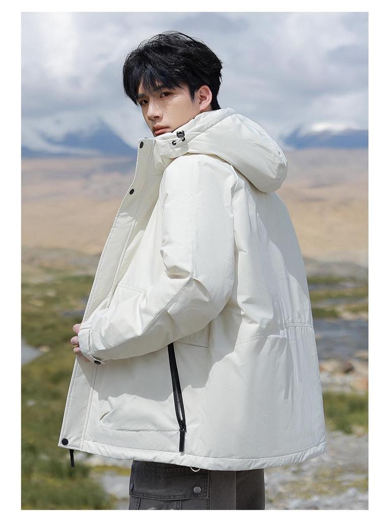Unisex Winter Down Jacket: Men's Hooded, Loose Fit, Trendy Fashion Outerwear, Casual Couple Style.