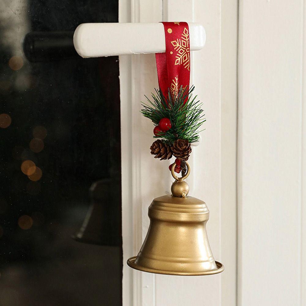 Handmade Pine Cone Bell Pendant Metal Christmas Chime Bell  Holiday Wedding Supplies