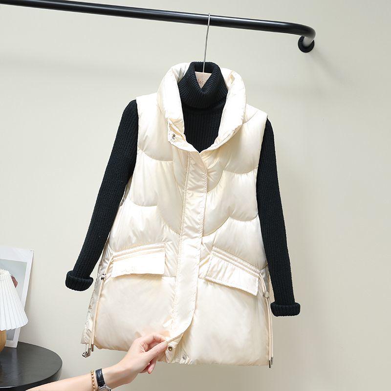 Women's Shiny Korean Style Sleeveless Down Cotton Vest - Fashionable & Loose Fit