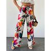 Ladies Bohemian Floral Print Wide Leg Pants
