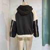 Autumn Women's Clashing Color Splicing Loose Hooded Zipper Jacket