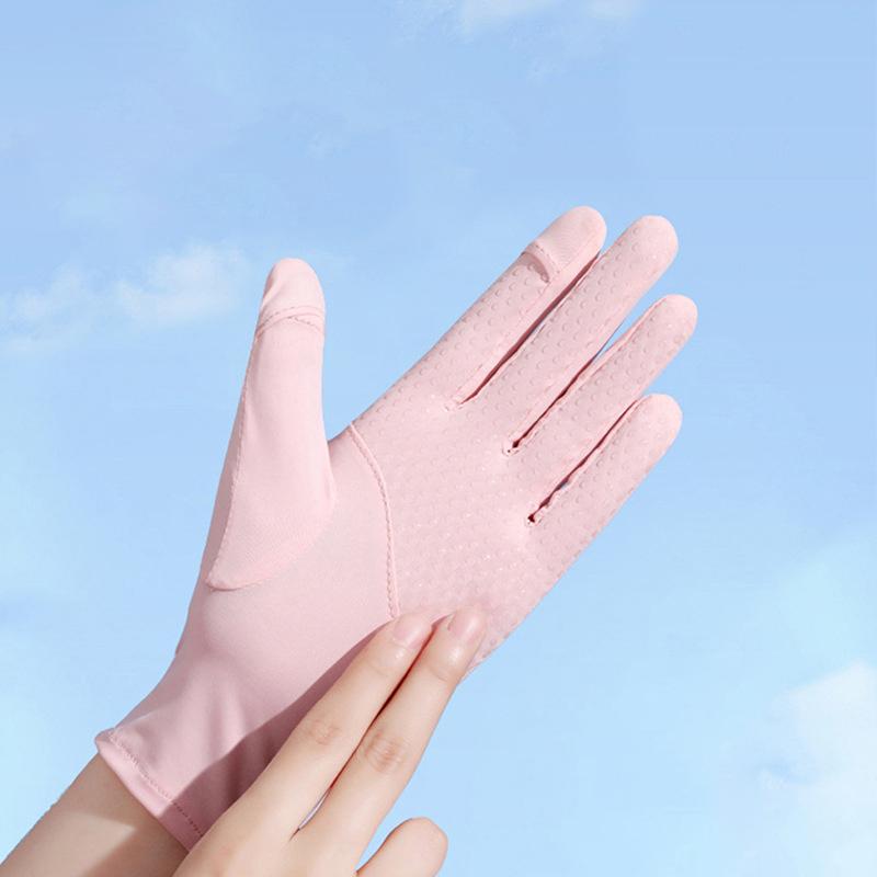 Sommer-Sonnenschutzhandschuhe für Damen, dünne Eisseide, UV-Schutz, modisch, zum Radfahren, Fahren, Laufen, Fäustlinge, Taufinger-Touchscreen-Handschuhe, rutschfeste Handschuhe