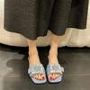 Metal Button Letter Decoration Women Slippers Summer Women Sandals Flat Beach Shoes Ladies Sandals Beach Shoes Flip Flop