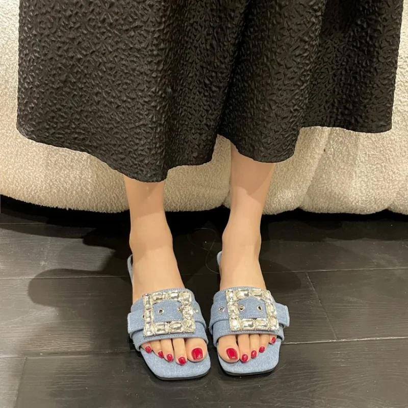 Metal Button Letter Decoration Women Slippers Summer Women Sandals Flat Beach Shoes Ladies Sandals Beach Shoes Flip Flop