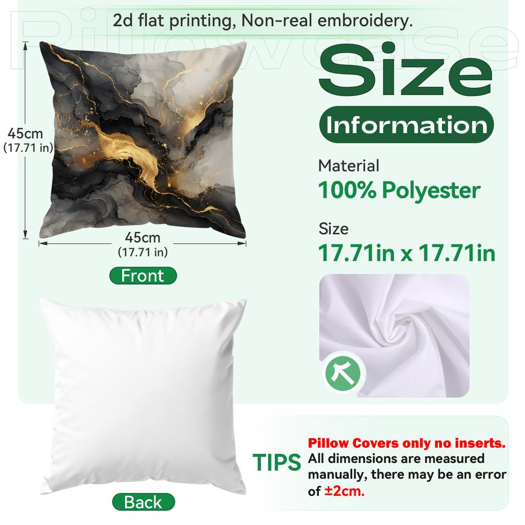 1 Black Gold Marble Light Luxury Cushions Pillowcase Polyester Cushion Cover Throw Pillow Pillowcover Home Car Sofa Decor