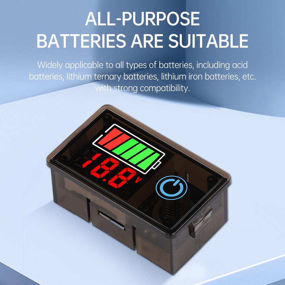 2-wire Digital Voltage Indicator Acid Battery Lithium Universal with Touch Switch 8-100V  Lithium Battery Capacity Meter Tester
