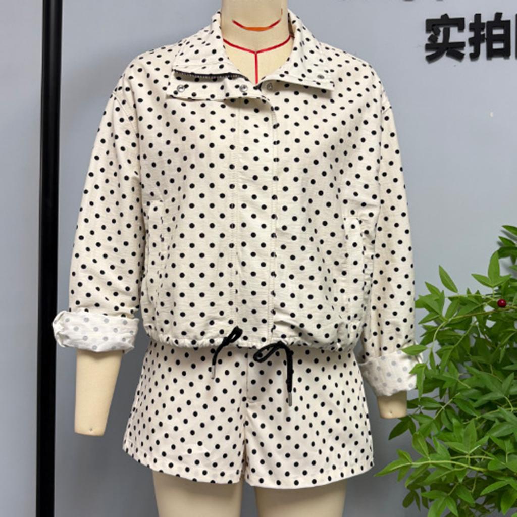 Γυναικείο Καθημερινό Κοντό Μπουφάν με Πουά και Τσέπη