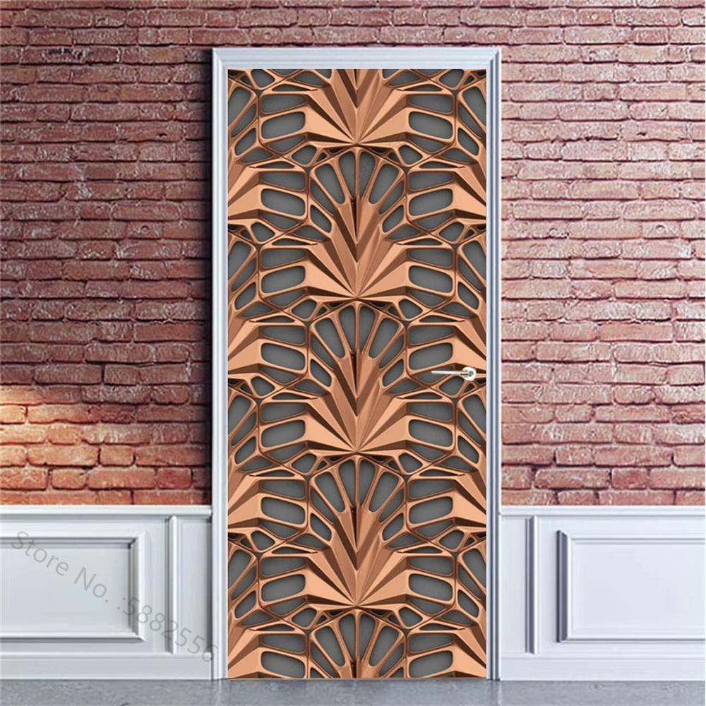 PVC Self-Adhesive Waterproof Door Sticker Modern Simulation Door Mural Wallpaper Living Room Study Home Decor Art Door Poster