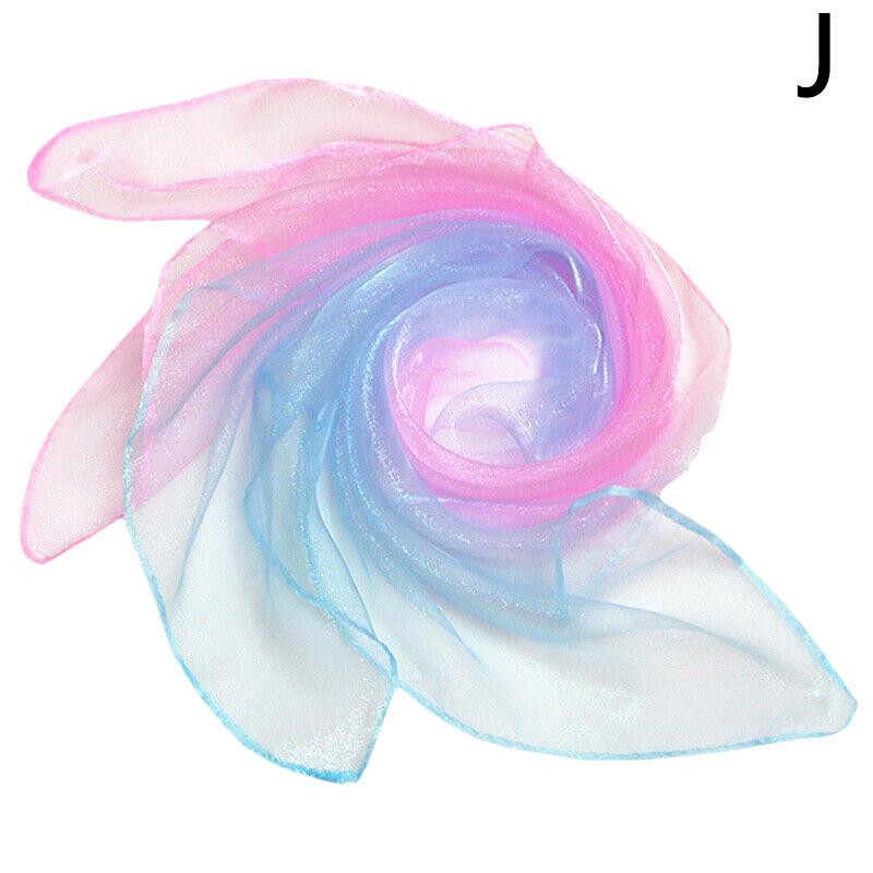 Transparent Summer Scarf For Women Square Gradient Color Head Wear Shinny Thin Chiffon Neck Shawl Beach Vacation Accessories