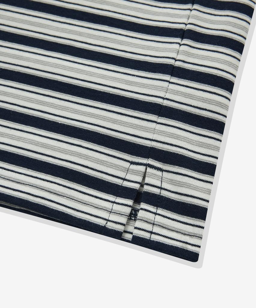 COVERNAT WOMAN Striped Collar Long Sleeve Navy