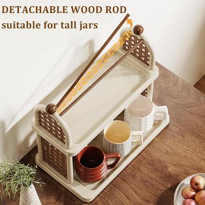 2026 Spring New Multifunctional Coffee Cup Storage Rack Kitchen Seasoning Bottle Cosmetic Storage Living Room Desktop Decoration