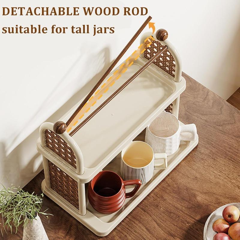 2026 Spring New Multifunctional Coffee Cup Storage Rack Kitchen Seasoning Bottle Cosmetic Storage Living Room Desktop Decoration